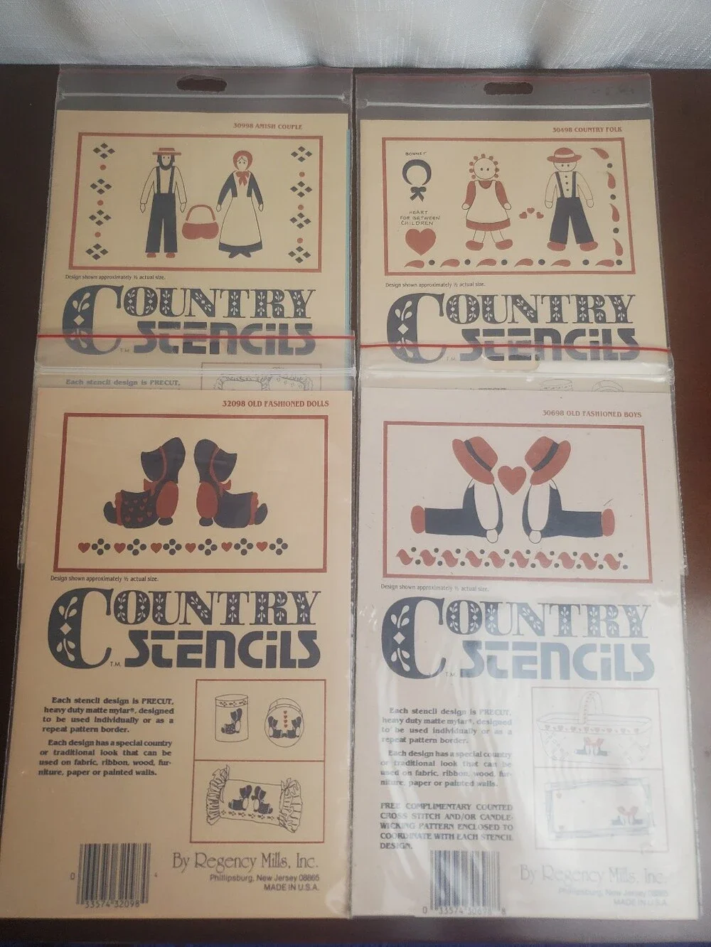 NOS Lot Of 4 Country Stencils By Regency Mills People Couples Country Folk U.S.A